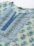 Women Green & Blue Floral Printed Straight Kurta